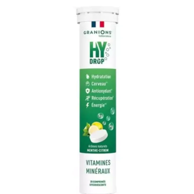 Granions HyDrop Vitamines Minéraux 20 Comprimés Effervescents - Goût : Menthe-Citron