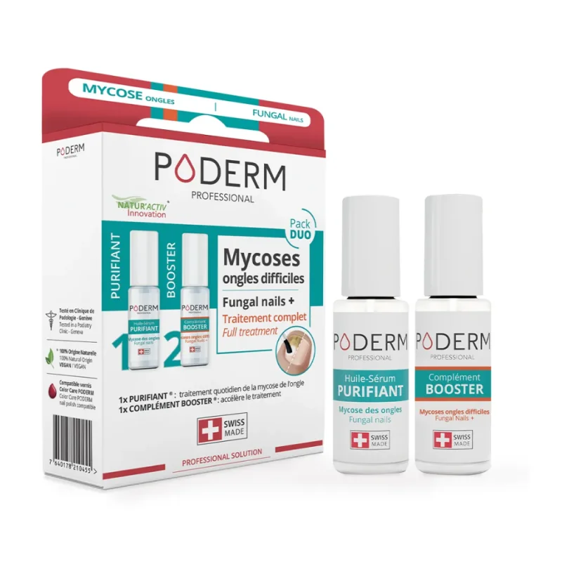Poderm Mycoses Ongles Difficiles Purifiant 8ml + Booster 6ml