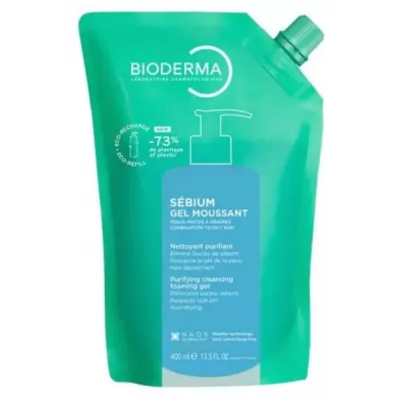 Bioderma Sébium Gel Moussant Nettoyant Purifiant Éco-Recharge 400 ml