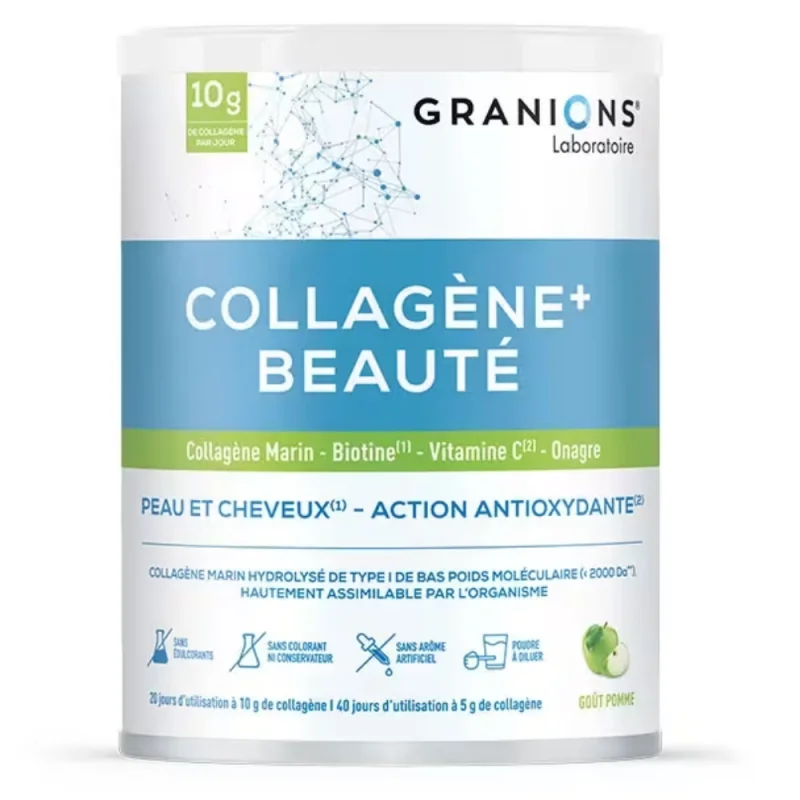 Granions Collagène+ Beauté Action antioxydante peau & cheveux goût pomme- 220g