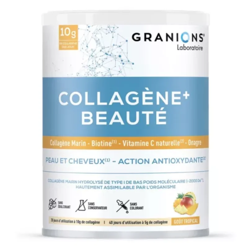 Granions Collagène+ Beauté Action antioxydante peau & cheveux goût tropical - 220g