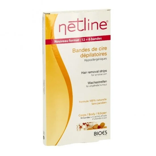 Netline bandes de cire dépilatoires 18 bandes