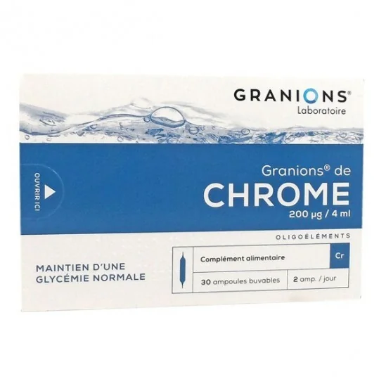 Granions de chrome 200µg boîte de 30 ampoules 60ml