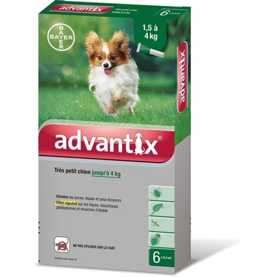 Advantix Très Petit Chien Jusqu'à 4 kg 6 Pipettes