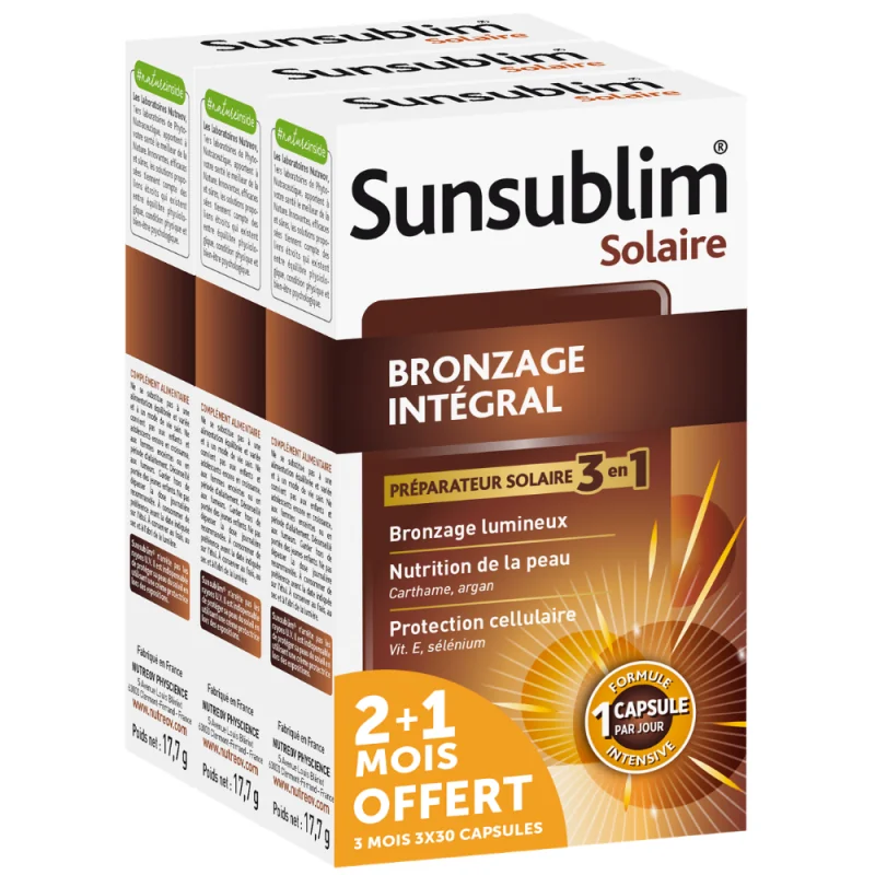 Nutreov Sunsublim Bronzage Intégral Peau Normale – Lot de 3 x 30 Capsules