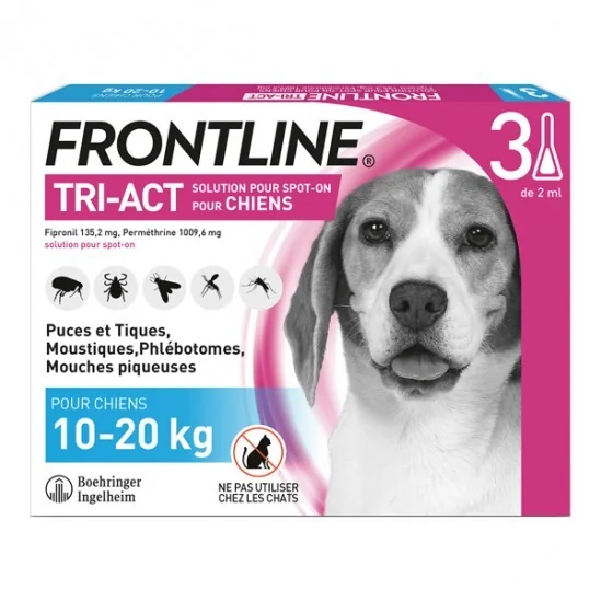 Frontline tri-act chiens de 10 à 20 kg 3 pipettes