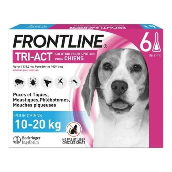 Frontline tri-act chiens de 10 à 20 kg 6 pipettes