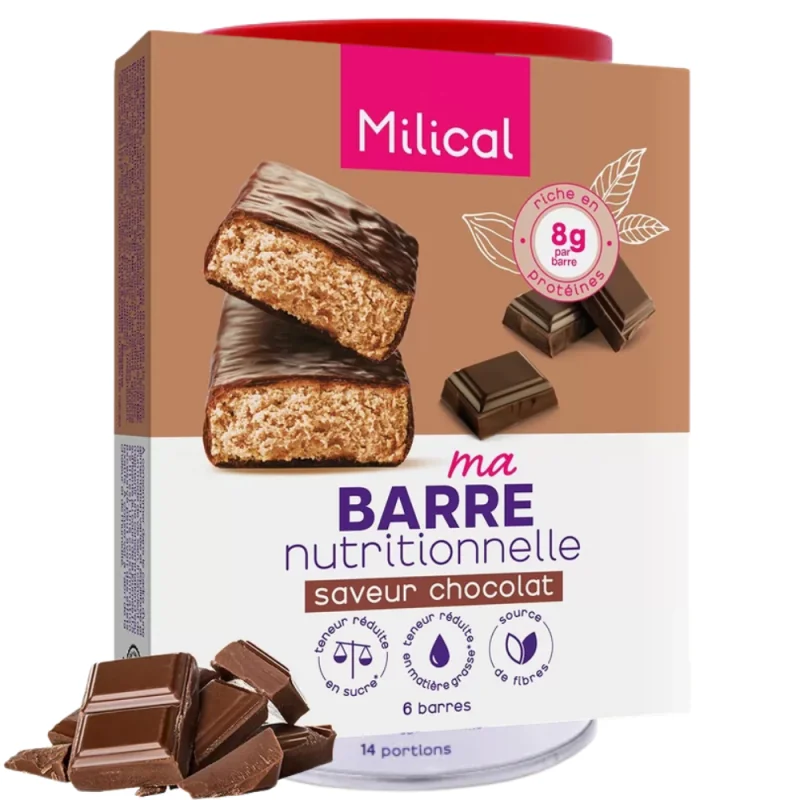 Milical 6 Barres Minceur Hyperprotéinées - Saveur Chocolat