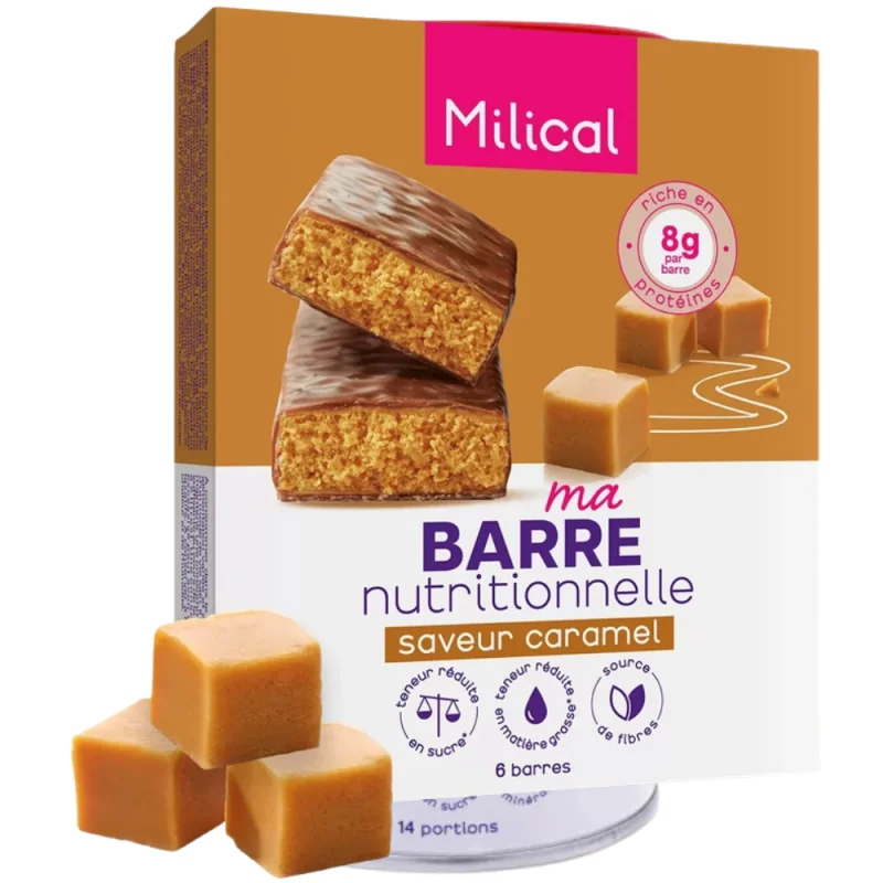 Milical 6 Barres Minceur Hyperprotéinées - Saveur Caramel