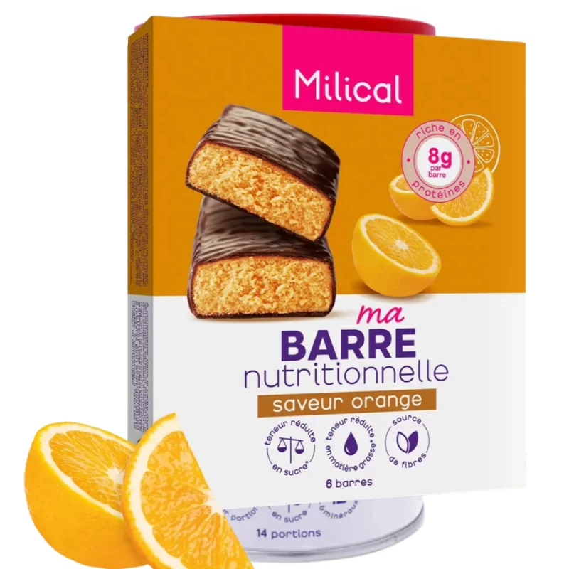 Milical 6 Barres Minceur Hyperprotéinées - Saveur Orange