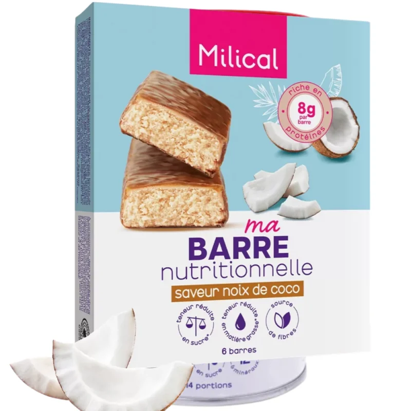 Milical 6 Barres Minceur Hyperprotéinées - Saveur Coco