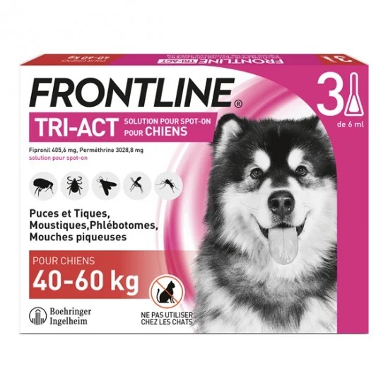 Frontline tri-act chiens XL de 40 à 60 kg 3 pipettes