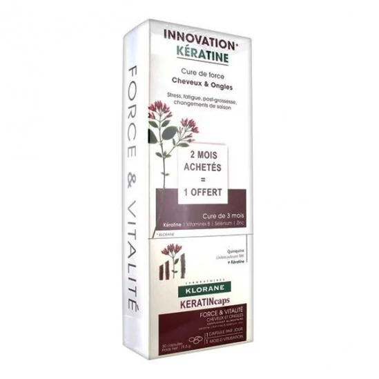 Klorane keratine antichute capillaire 2 boites+ 1 OFFERTE