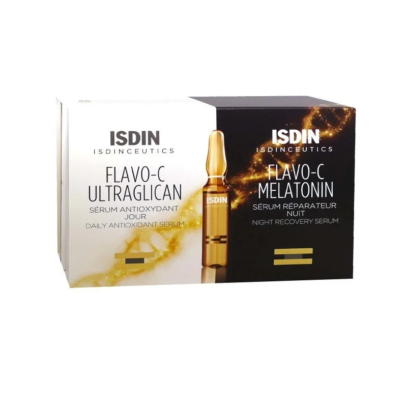 Isdin isdinceutics flavo-c melatonin & ultraglican 20 ampoules