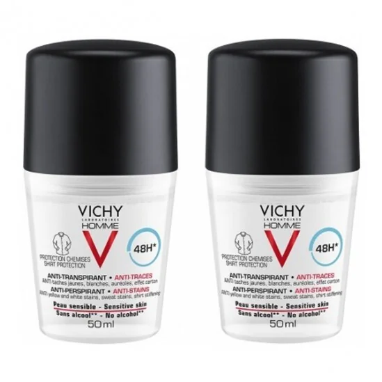 Vichy Homme déodorant 48H anti-transpirant anti-traces 2x50ml