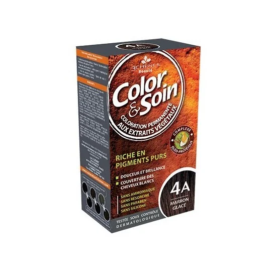 Les 3 chênes color & soin coloration châtain clair marron glacé 4A 135ml