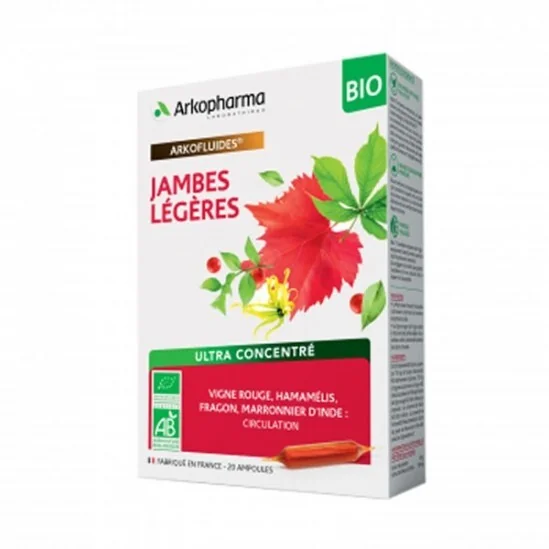 Arkopharma arkofluides jambes légères bio 20 ampoules 10ml