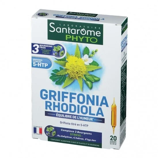 Santarome griffonia rhodiola 20 ampoules de 10ml