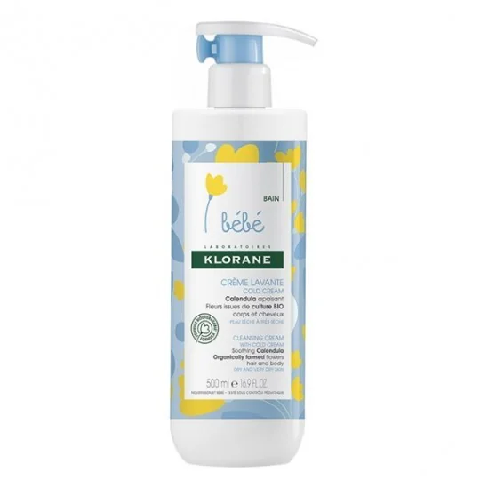 Klorane crème bébé lavante au cold cream 500ml