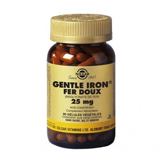 Solgar gentle iron fer doux 25mg 90 gélules