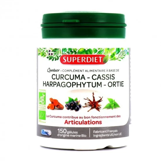 Superdiet quatuor curcuma articulations bio 150 gélules