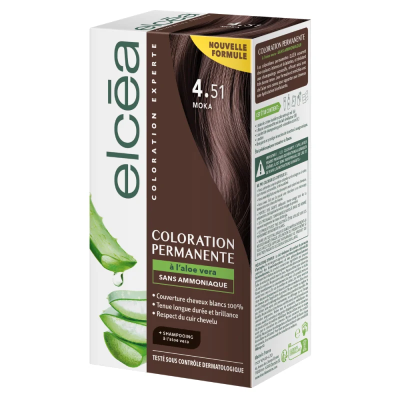 Elcéa coloration experte permanente kit moka 4.51
