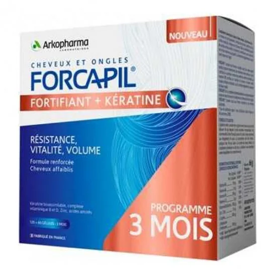 Arkopharma forcapil fortifiant kératine+ 3 mois 180 gélules