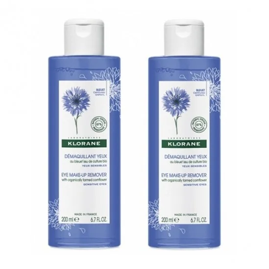 Klorane démaquillant yeux au bleuet 2x200ml