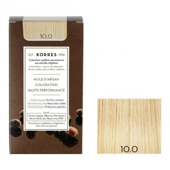 Korres huile d'argan kit coloration permanente 10.0 blond platine