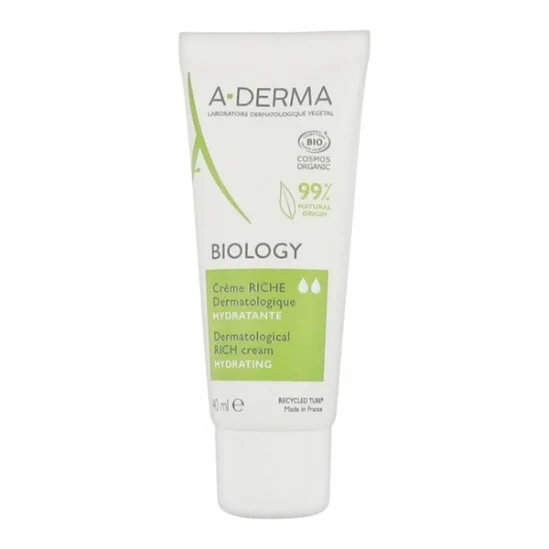 A-derma biology crème riche dermatologique hydratante bio 40ml