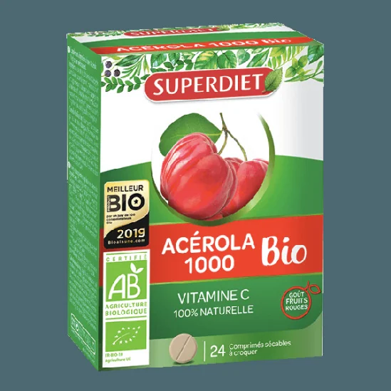 Superdiet acérola 1000 bio 24 comprimés