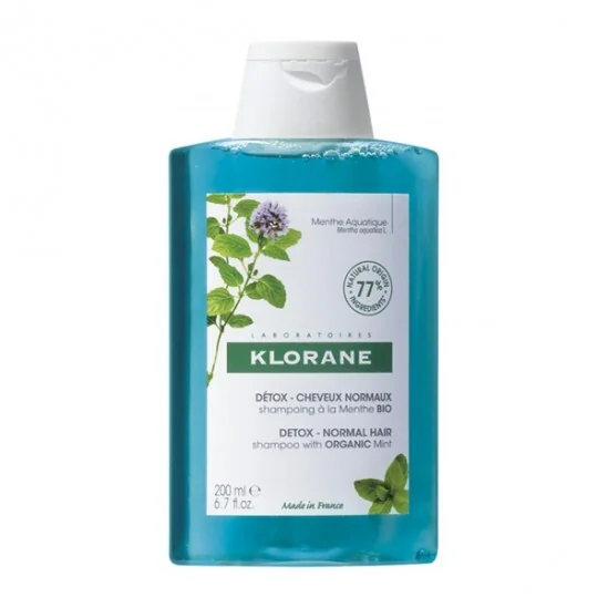 Klorane shampooing  détox à la Menthe Aquatique bio 200ml