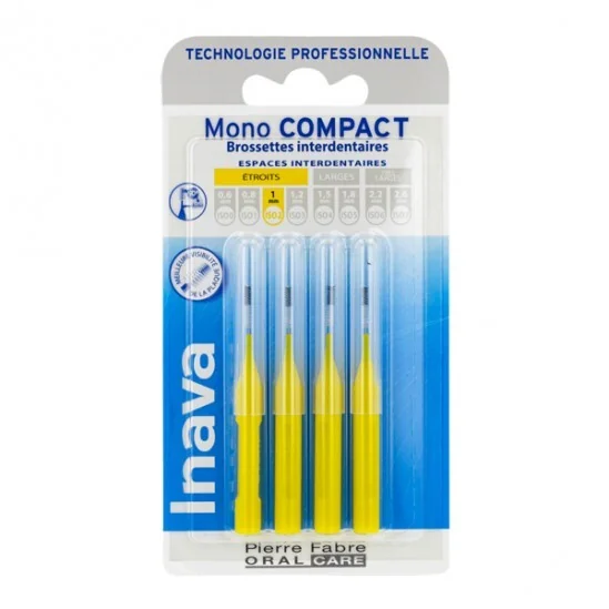 Inava mono compact jaune 4 brossettes interdentaires 1mm