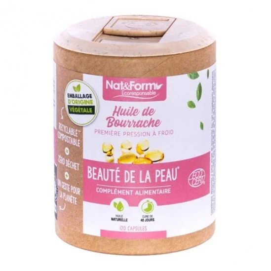 Nat&form huile de bourrache bio format éco 120 capsules