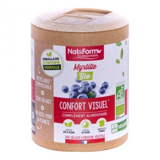 Nat&form myrtille bio confort visuel écoresponsable 200 gélules