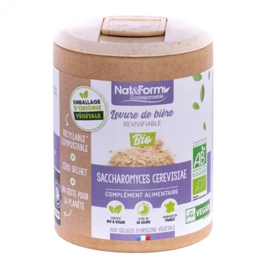Nat&form levure de bière revivifiable bio écoresponsable 200 gélules
