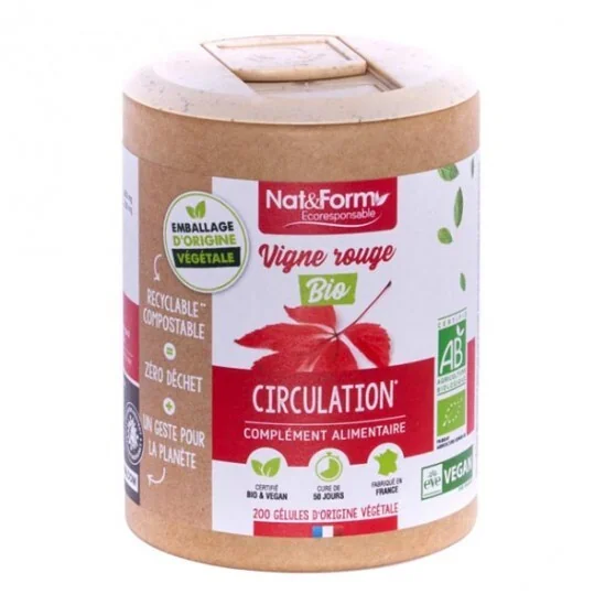 Nat&form vigne rouge bio écoresponsable 200 gélules