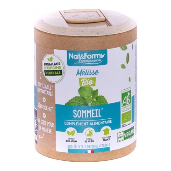 Nat&form mélisse bio écoresponsable 200 gélules