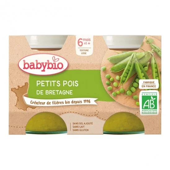 Babybio petits pois de Bretagne dès 6 mois 2x130g