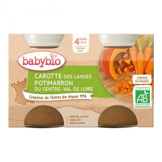 Babybio carotte pottimarron dès 4 mois 2x130g