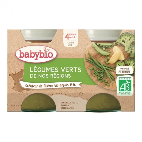 Babybio légumes verts de nos régions dès 4 mois 2x130g