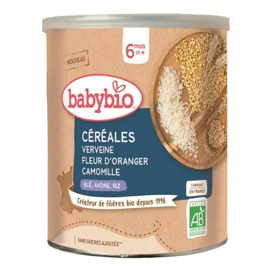 Babybio céréales verveine fleur d'oranger camomille 6 mois et + 220g