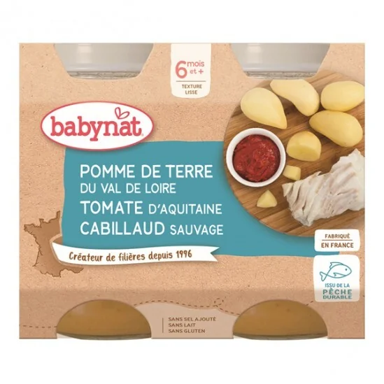 Babybio pomme de terre du Centre-Val de Loire tomate cabillaud 2x200g