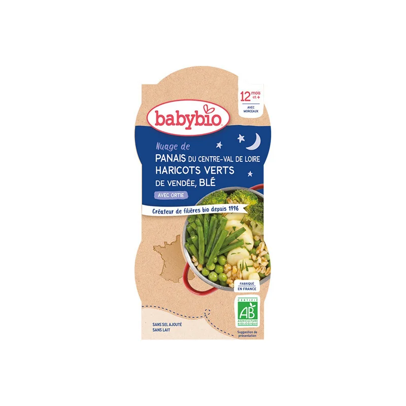 Babybio nuage de panais haricots verts blé bols de 2x200g