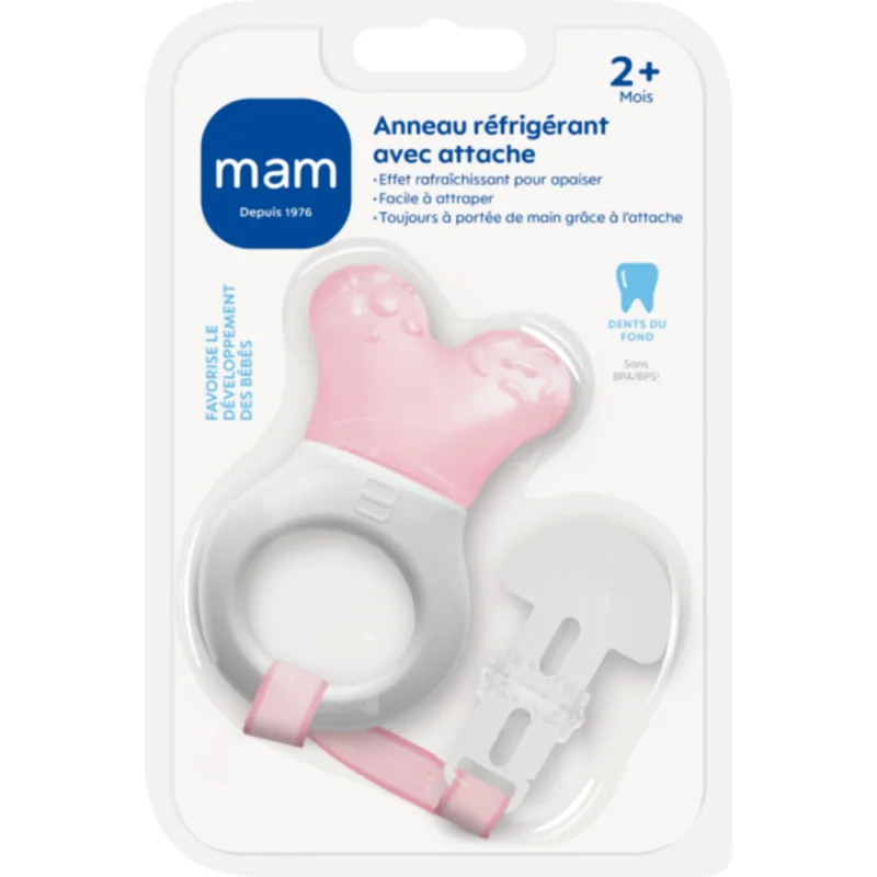MAM Anneau Dentition Réfrigérant avec Attache 2+ Mois – Coloris aléatoires