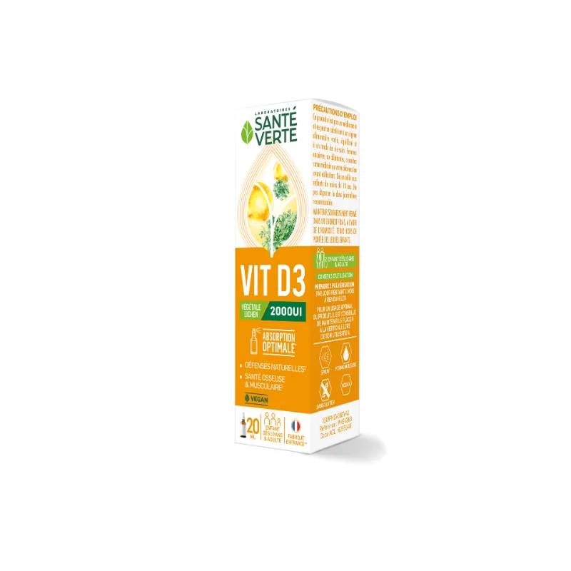 Santé verte vit D3 végétale 2000UI 20ml