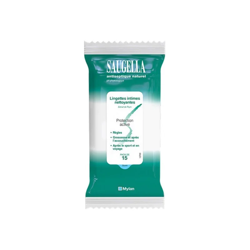 Saugella Antiseptique naturel 15 lingettes intimes