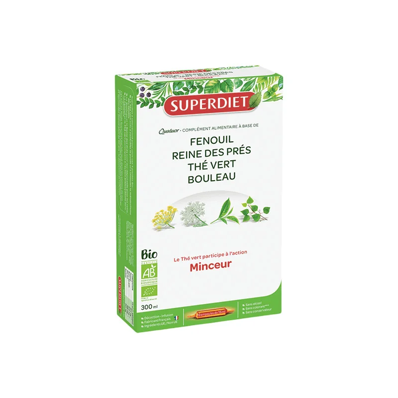 SuperDiet Quatuor minceur bio 20 ampoules de 15ml