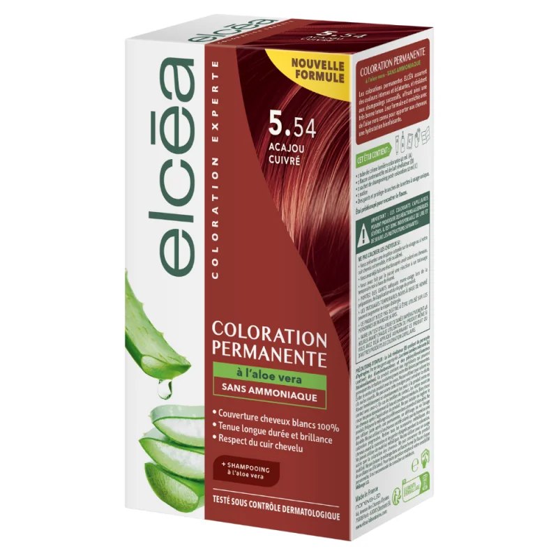 Elcéa coloration experte permanente kit acajou cuivré 5.54