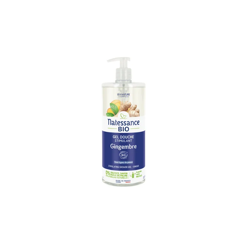 Natessance gel douche stimulant gingembre bio 1L